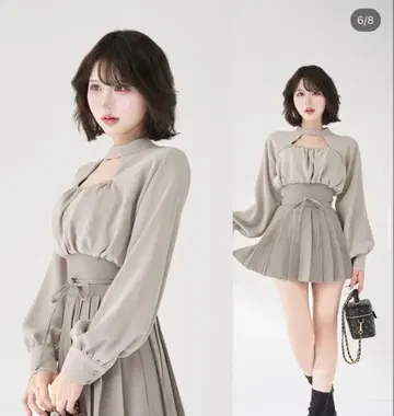 Darich 다리치 도킹 코르셋 플리츠 미니 원피스 그레이