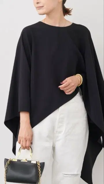 Deuxieme Clsse 트리아세 조젯 스퀘어 판초 미사용