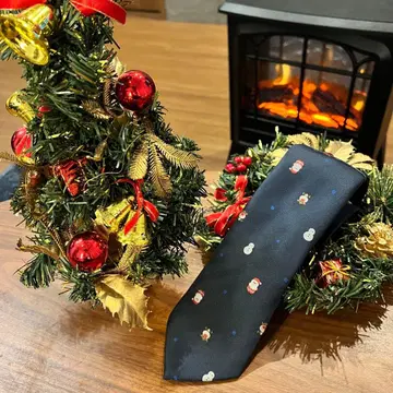 크리스마스 패턴 넥타이 네이비 산타 패턴 루돌프 무늬 눈사람 패턴