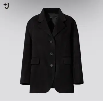 유니클로 +J 캐시미어 블렌드 오버 사이즈 자켓 블랙 XS