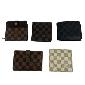 가죽 체크 무늬 접이식 지갑