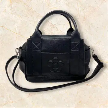 미사용 마리콴트 스퀘어 슈링크 데이지 2WAY 미니 토트 블랙