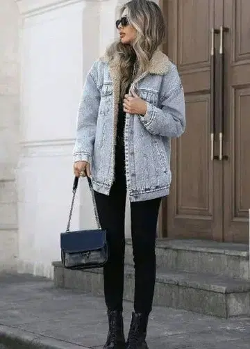 보아 데님 자켓 데님 코트 속기모 XL 사이즈 보아 코트 새상품