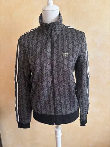 LACOSTE 모노그램 자카드 트랙 자켓 XS 블랙