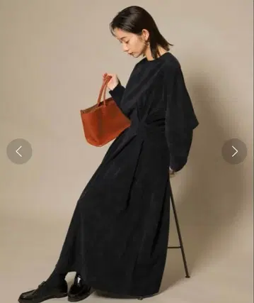 KBF 코듀로이 볼륨 원피스 네이비