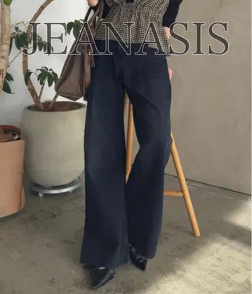 JEANASIS 컬러 턱 데님 와이드 팬츠