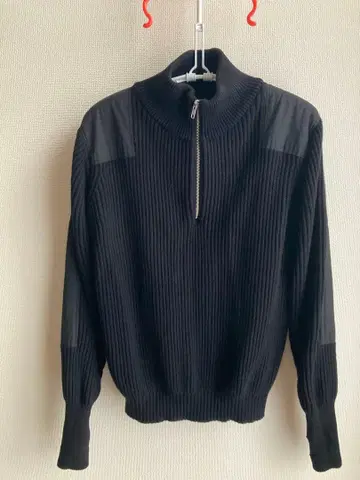 명령어 스웨터 하프 지퍼 코튼 니트 밀리터리