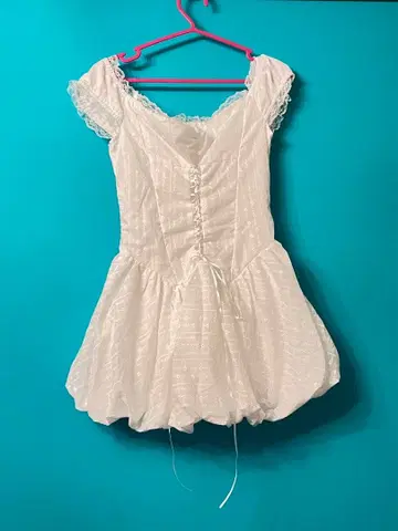 벌룬 스커트 원피스 원피스 튜닉 레이스 화이트 새상품 S