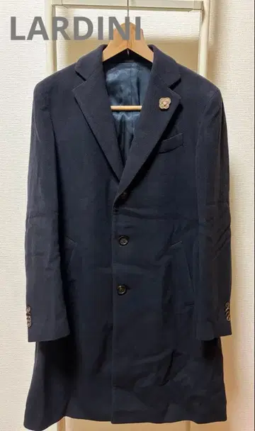 LARDINI 체스터 코트 네이비 50 부토니에르 포함