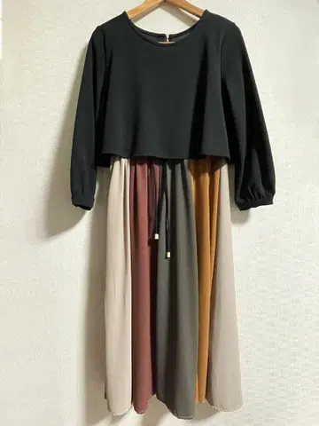 롱 원피스 블랙 멀티 컬러