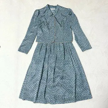 레나운 버블 원피스 쇼와 레트로 Y2K 드레스 도트 새틴풍