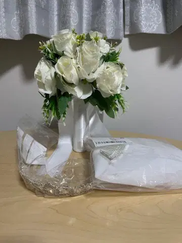 웨딩 티아라 베일 부케 세트