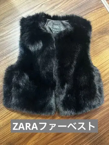 ZARA 블랙 퍼 베스트 XS