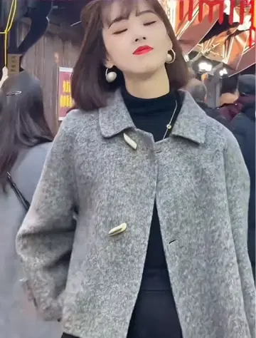 그레이 울 코트 숏 기장