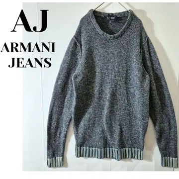 ARMANI JEANS 울 니트 스웨터 SIZE XL 그레이 x 인디고