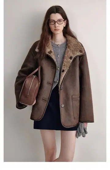 [ 중고 ] Fano Studios 인조 가죽 파이핑 무스탕 자켓