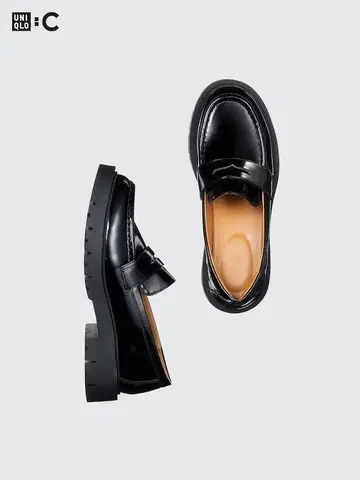 UNIQLO C 네이비 필터치 로퍼 통굽 블랙 트랙 밑창
