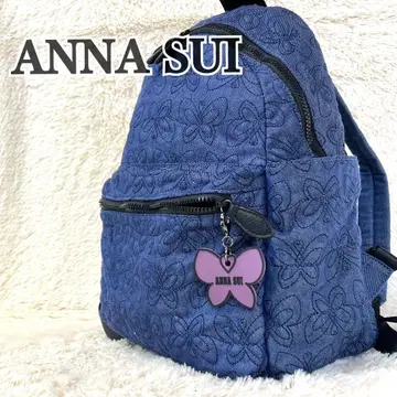 안나수이 백팩 나비 참 버터플라이 퀼트 데님 네이비