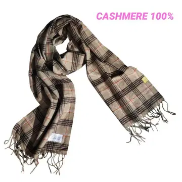 MOONBAT MIEL 캐시미어 100% 체크 무늬 머플러 베이지984