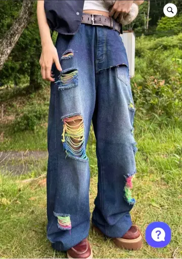 와지 보이 Wudge boy rainbow damage denim
