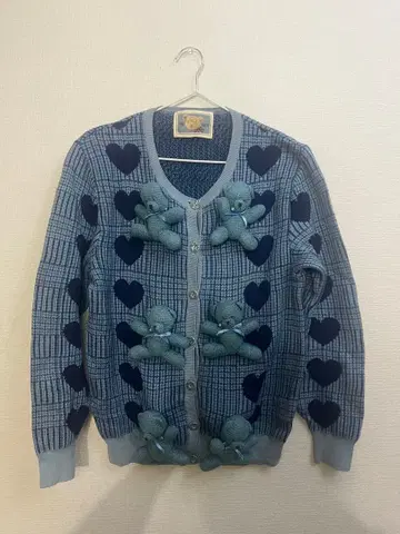 핑크하우스 곰 모티브 가디건