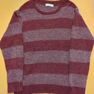 XLARGE 보르도 그레이 스트라이프 니트 스웨터