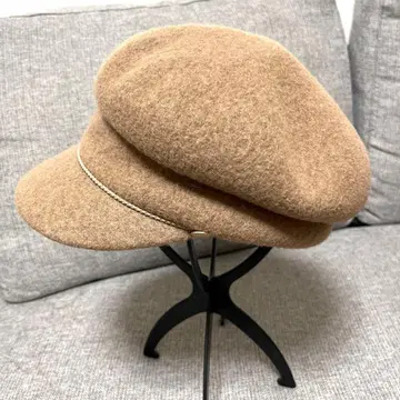 새상품급 CA4LA 카시라 헌팅 캡 모자 캡 양모 소가죽 카멜