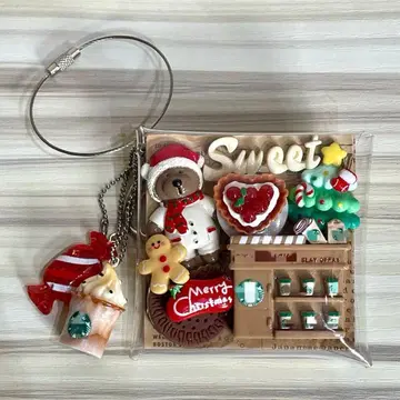 가챠 파우치 브라운 곰돌이 카페 크리스마스