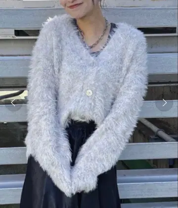 슬라브 니트 퍼 V 가디건