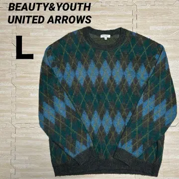 BEAUTY&YOUTH UNITED ARROWS 아가일 샤기 니트