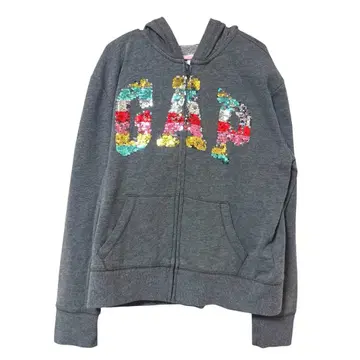 y2k 갸루 GAP 스팽글 로고 지퍼 후드티 그레이 그런지 M