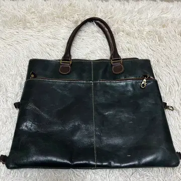 ain soph 아인소프 가죽 토트백 그린 네이비 천연 가죽 A4