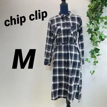 [ chip clip ] 칩 클립 셔츠 원피스 M 버튼 체크 무늬