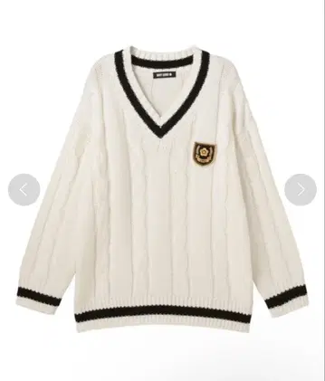 MARY QUANT 데이지 칼리지 로고 풀오버 케이블 짜임 스웨터