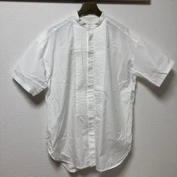 트래디셔널 웨더웨어 핀턱 노카라 블라우스 셔츠 화이트