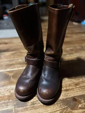 겟타 그립 브라운 가죽 엔지니어 부츠