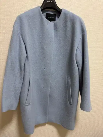 UNTITLED 미디 기장 노카라 코트 스카이블루 XS 사이즈