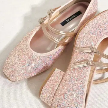 새상품급 즉시 발송 enpunto 글리터 더블 스트랩 메리 제인