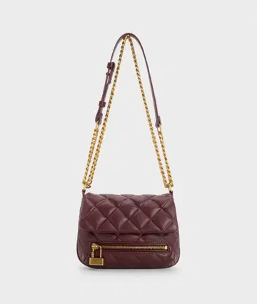 찰스앤키스 버건디 퀼팅 숄더백