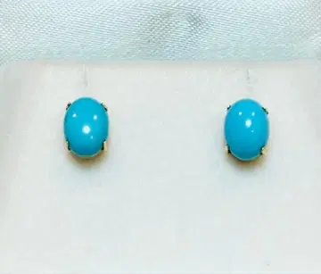 미사용 새상품 천연 터콰이즈 K10 YG 스터드 귀걸이