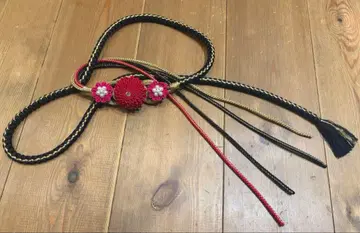 후리소데 허리띠 블랙 레드 고전 크레이프 원단