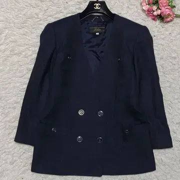 [ 새상품급 ] Leilian 테일러드 자켓 노카라 네이비 더블 울