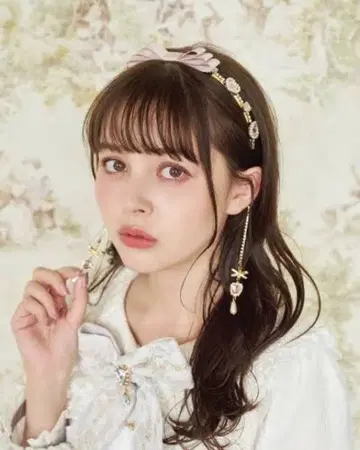 리즈리사 하트 리본 비쥬 머리띠 핑크