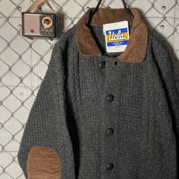 90s Ucla 가디건 옷깃 코듀로이 엘보 패치 울 L 사이즈 정도