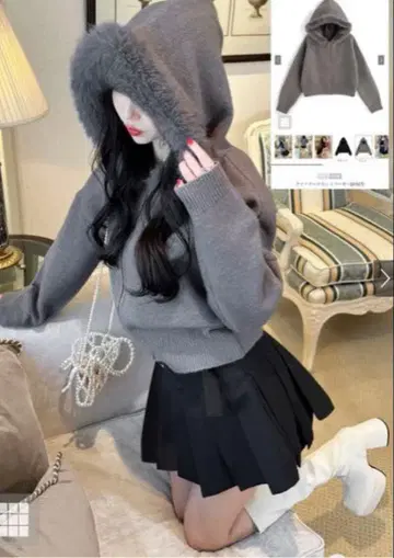 GRL 새상품급! 미착용! 퍼 후드 후드티