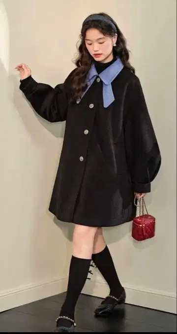 KUOSE 리본 컬러 코트