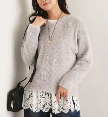 INDIVI [ 레이어드 추천 ] 레이스 절개 티셔츠 38호 화이트