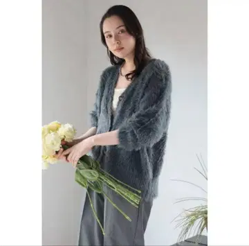 봉쥬르 사간 샤기 니트 가디건