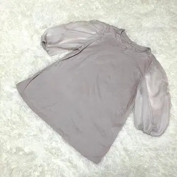 [ 새상품급 ] 로즈 티아라 튤 소매 상의 퍼프 슬리브 더스티 핑크 42