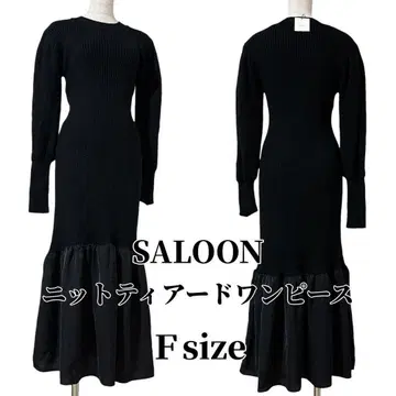 [택 포함 미사용] SALOON 살룬 니트 티어드 원피스 블랙 F